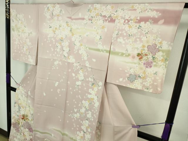 平和屋本店●極上 訪問着 駒刺繍 舞桜 薄い虹色地 暈し染め 金彩 逸品 DZAB8844kh6