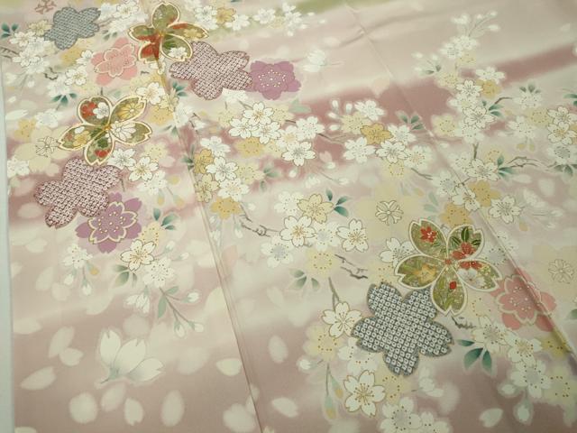 平和屋本店●極上 訪問着 駒刺繍 舞桜 薄い虹色地 暈し染め 金彩 逸品 DZAB8844kh6