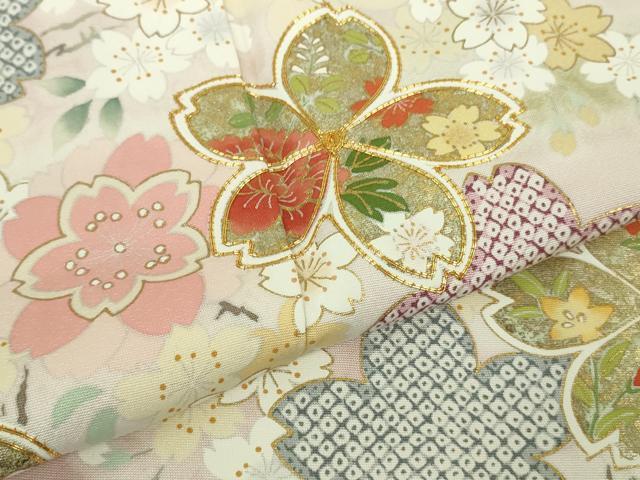 平和屋本店●極上 訪問着 駒刺繍 舞桜 薄い虹色地 暈し染め 金彩 逸品 DZAB8844kh6