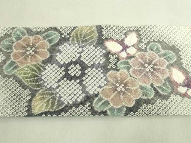 平和屋本店●極上 名門 藤娘きぬたや・総絞り 九寸名古屋帯 花蝶文 逸品 DZAB8861kh6