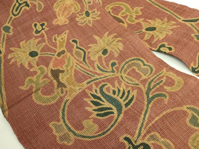 平和屋本店*極上 夏物 古代原始布 科布 八寸名古屋帯 更紗花鳥文 逸品 DZAB8886kh6