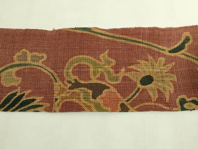 平和屋本店*極上 夏物 古代原始布 科布 八寸名古屋帯 更紗花鳥文 逸品 DZAB8886kh6