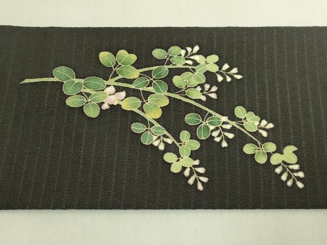 平和屋着物*極上 夏物 九寸名古屋帯 萩花文 絽縮緬 羊羹色地 逸品 DZAB8887kh6