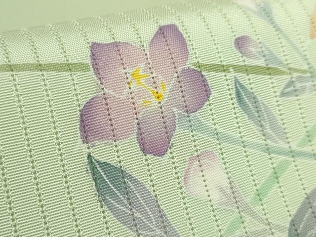 平和屋着物*極上 夏物 九寸名古屋帯 友禅 作家物 枝花文 裏葉柳色地 逸品 DZAB8890kh6