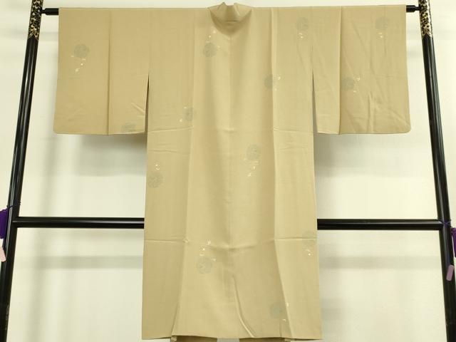 平和屋着物∞極上 道中着 ロング丈 雪輪花文 金彩 薄い桑染色地 逸品 DZAB8892kh6