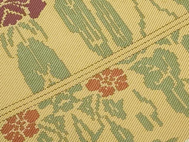 平和屋着物●極上 俵屋 人間国宝 喜多川平朗 有職織物 九寸名古屋帯 草花文 逸品 DZAB8923kh6