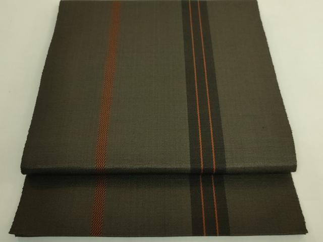 平和屋本店●極上 本場黄八丈 黒黄八 八寸名古屋帯 間道 逸品 DZAB8926kh6