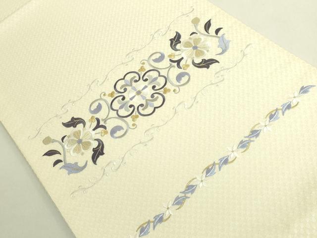 平和屋着物●極上 太鼓柄 京袋帯 WAKKA ワッカ 総刺繍 花唐草 金糸 逸品 未使用 DZAB8934kh6