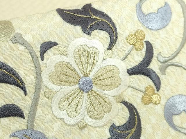 平和屋着物●極上 太鼓柄 京袋帯 WAKKA ワッカ 総刺繍 花唐草 金糸 逸品 未使用 DZAB8934kh6