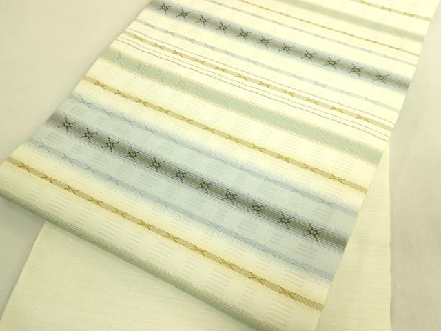 平和屋本店*希少 沖縄県最高級織物 夏物 首里花倉織 首里織 花織・絽織・紗織 九寸開き名古屋帯 横段文 逸品 DZAB8943kh6