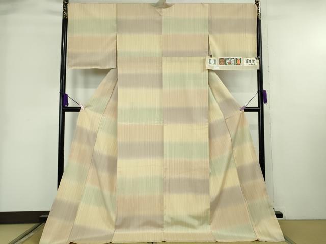 平和屋本店●極上 本塩沢 やまだ織 草木染 やまもも 水沢みどり作 証紙付き ロング丈 逸品 DZAB8966kh6