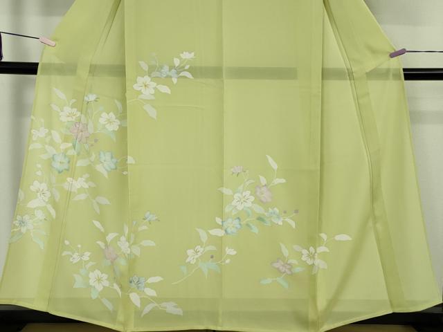 平和屋本店*希少 夏物 創業460年・千總 訪問着 絽 枝花文 若葉色地 銀彩 逸品 未使用 DZAB8981kh6