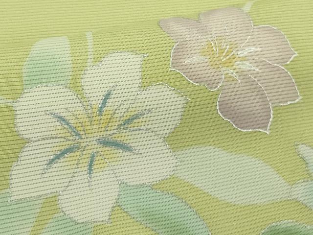 平和屋本店*希少 夏物 創業460年・千總 訪問着 絽 枝花文 若葉色地 銀彩 逸品 未使用 DZAB8981kh6