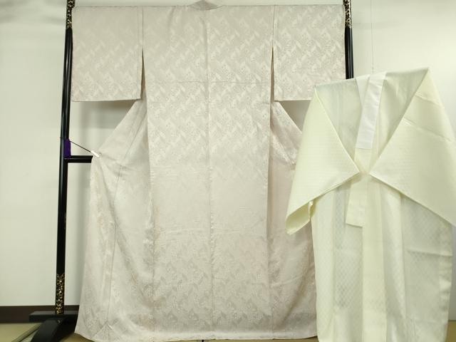 平和屋本店▽極上 BANKANわものや 色無地・長襦袢セット 単衣 無地小紋 遥風 灰梅色 たとう紙付き 逸品 DZAB8983kh6