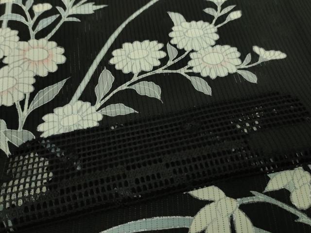 平和屋本店*極上 夏物 中国三大刺繍 スワトウ刺繍 汕頭刺繍 訪問着 縦絽 エ霞紋紗 秋草文 黒地 逸品 DZAB8998kh6