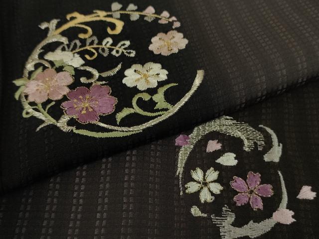 平和屋本店●極上 訪問着 総刺繍 貝紫刺繍 花丸文 黒地 暈し染め 金糸 逸品 DZAB9001kh6