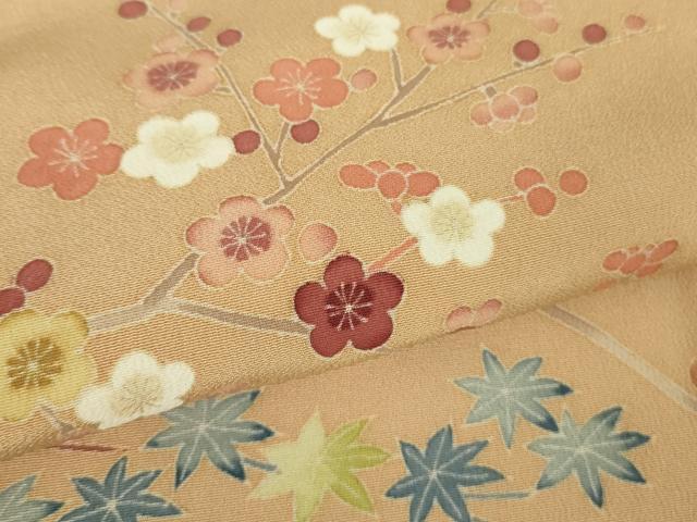 平和屋本店●極上 本加賀友禅作家 木村雨山 色留袖 梅 楓 菊 雄黄色地 逸品 DZAB9002kh6