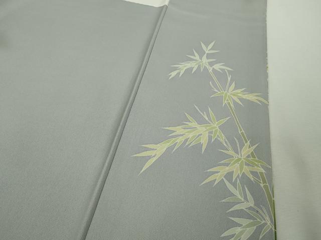 平和屋本店●極上 本加賀友禅作家 栂野朗 訪問着 笹竹に雀 灰青色地 暈し染め 逸品 DZAB9007kh6