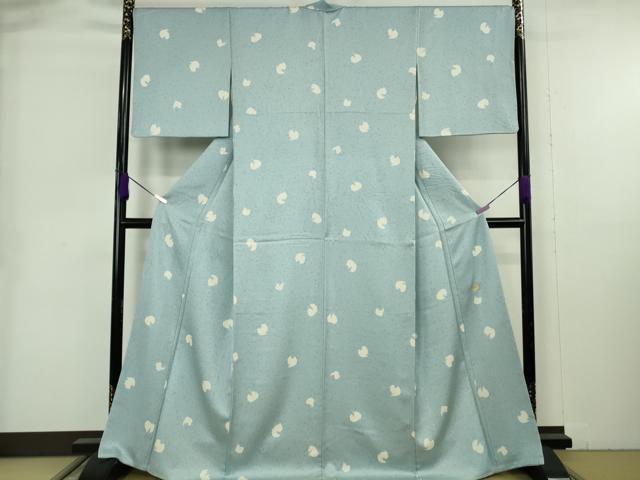 平和屋着物●極上 ジャパンオートクチュール 渡辺雪三郎 小紋 霞文 白藍色地 逸品 DZAB9013kh6