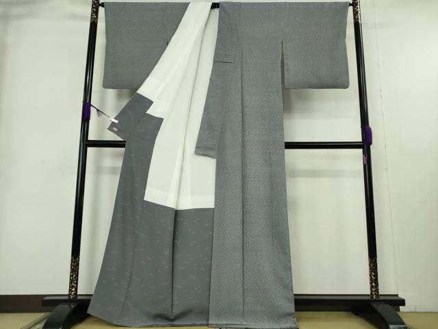 平和屋本店●極上 人間国宝 小宮康孝 江戸小紋 小花文 藍鼠色×灰青色 三越扱い 逸品 DZAB9014kh6