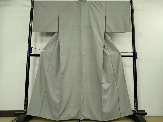 平和屋本店●極上 本場結城紬 重要無形文化財 色無地 桔梗鼠色 逸品 DZAB9025kh6