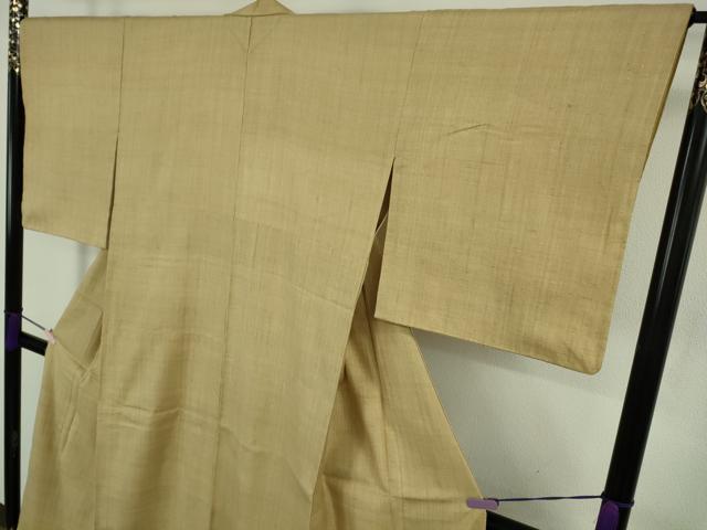 平和屋本店●極上 浦野理一 経節紬 背抜き仕立て 色無地 薄い飴色 逸品 DZAB9028kh6
