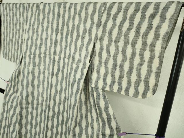 平和屋本店▽極上 浦野理一 経節紬 単衣 よろけ縞 逸品 DZAB9030kh6