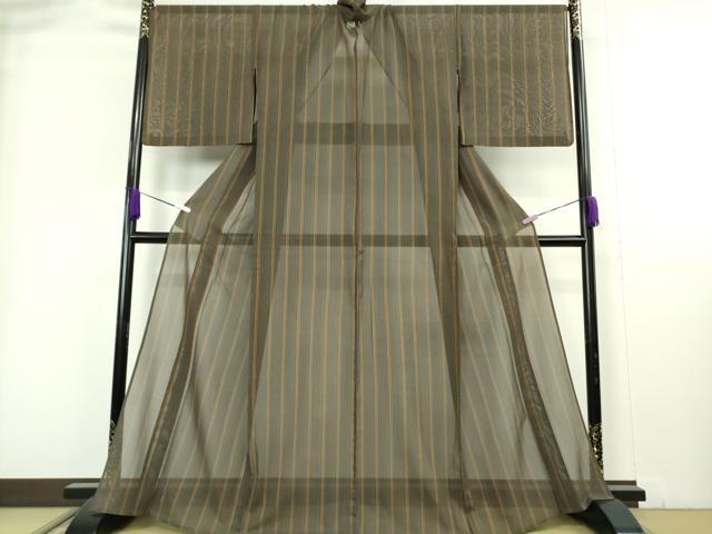 平和屋本店*希少 夏物 本場黄八丈 夏黄八 紗紬 縞 逸品 DZAB9033kh6