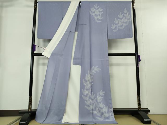 平和屋着物*極上 夏物 訪問着 絽 刺繍 若松葉 藤鼠色地 金糸 ロング丈 逸品 DZAB9041kh6