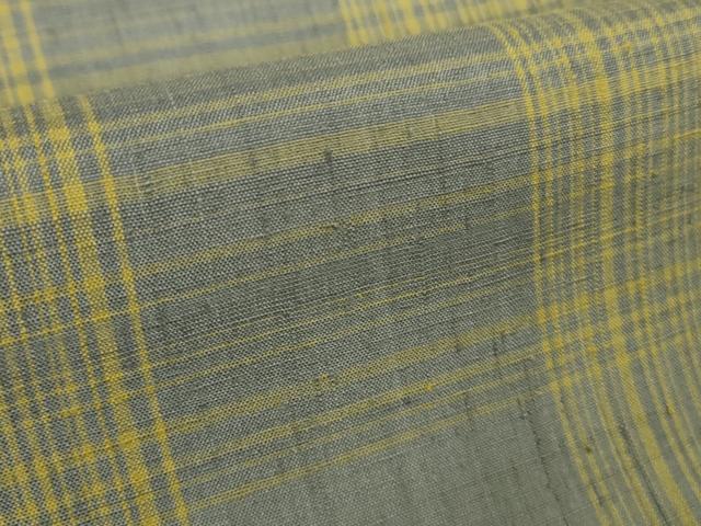 平和屋本店●希少 士乎路紬 加納別誂 格子 反端付き 逸品 DZAB9042kh6