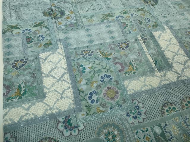 平和屋本店●極上 中国三大刺繍 スワトウ刺繍 汕頭刺繍 総刺繍 訪問着 絞り 朱雀 舞蝶花文 金糸 さが美扱い 逸品 未使用 DZAB9065kh6