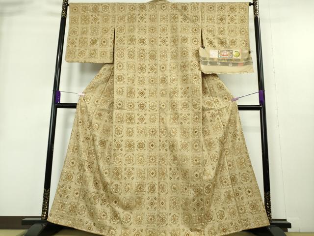 平和屋本店●極上 京都老舗 尾峨佐染繍 中国三大刺繍 スワトウ刺繍 総刺繍 本場縞大島紬 上村絹織物 証紙付き 逸品 未使用 DZAB9067kh6