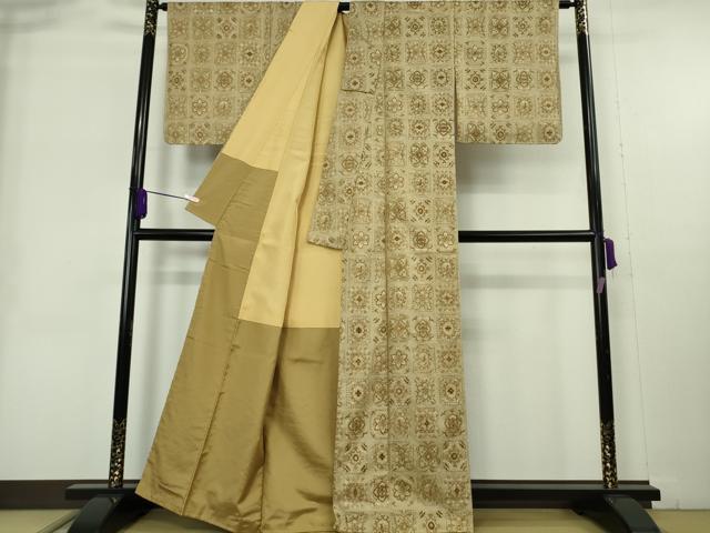 平和屋本店●極上 京都老舗 尾峨佐染繍 中国三大刺繍 スワトウ刺繍 総刺繍 本場縞大島紬 上村絹織物 証紙付き 逸品 未使用 DZAB9067kh6