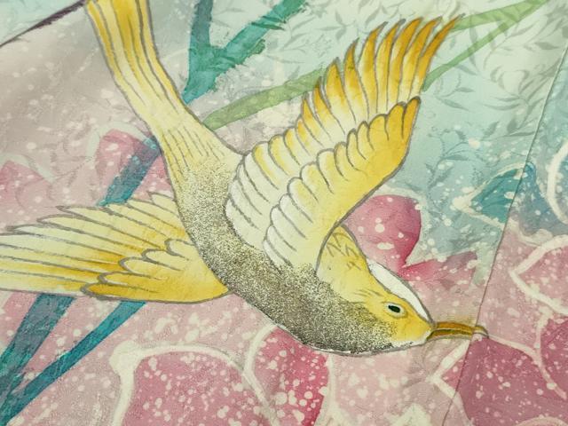 平和屋着物●極上 セミアンティーク 訪問着 手描き 枝花 飛鳥文 ろうけつ染め 暈し染め 逸品 DZAB9070kh6