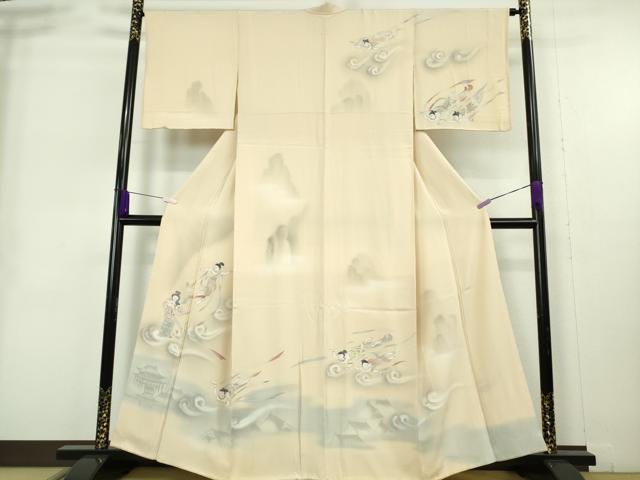 平和屋本店●極上 訪問着 手描き 天女 肌色地 暈し染め ますいわ屋扱い 逸品 DZAB9072kh6