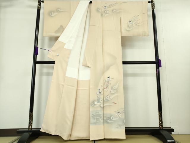 平和屋本店●極上 訪問着 手描き 天女 肌色地 暈し染め ますいわ屋扱い 逸品 DZAB9072kh6