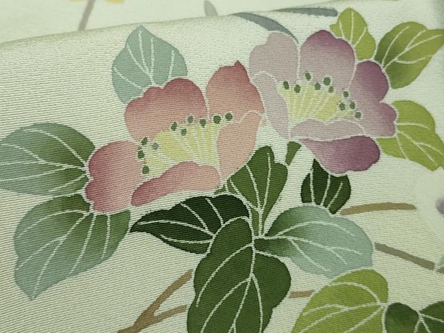 平和屋本店●極上 京加賀友禅 松本健一 訪問着 吉祥花文 錆青磁色地 逸品 未使用 DZAB9075kh6