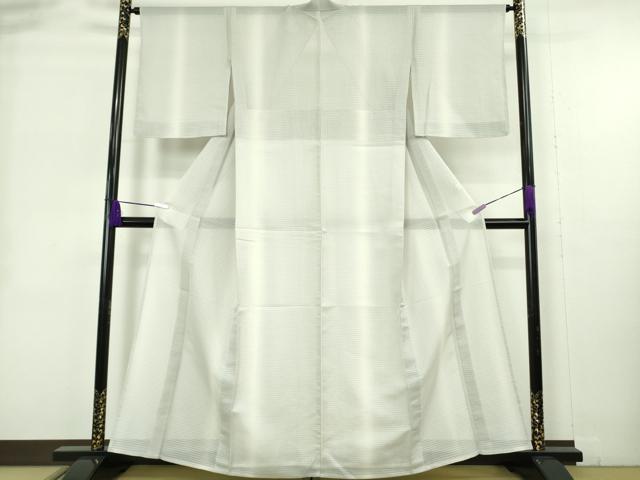 平和屋着物*極上 夏物 小紋 紗 間道 白鼠色地 暈し染め 逸品 DZAB9084kh6