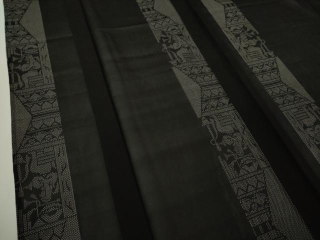 平和屋着物*極上 夏物 本場大島紬 夏大島 9マルキ 壁画文様 黒地 逸品 未使用 DZAB9086kh6