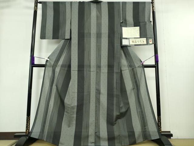 平和屋着物*極上 夏物 明石ちぢみ 間道 証紙付き 逸品 DZAB9087kh6