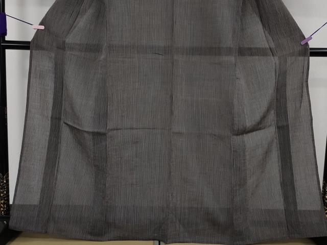 平和屋着物*極上 夏物 本場小千谷ちぢみ 麻 縞 消炭色×黒 逸品 DZAB9088kh6