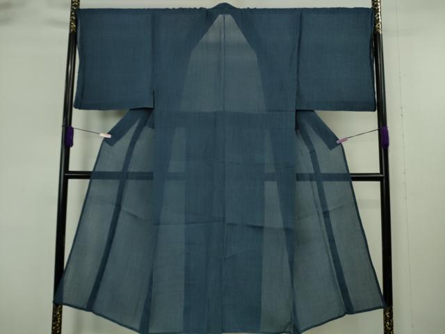 平和屋着物*極上 夏物 男性 本場小千谷ちぢみ キングサイズ 麻 縞 留紺色×薄縹色 三越扱い 逸品 DZAB9089kh6
