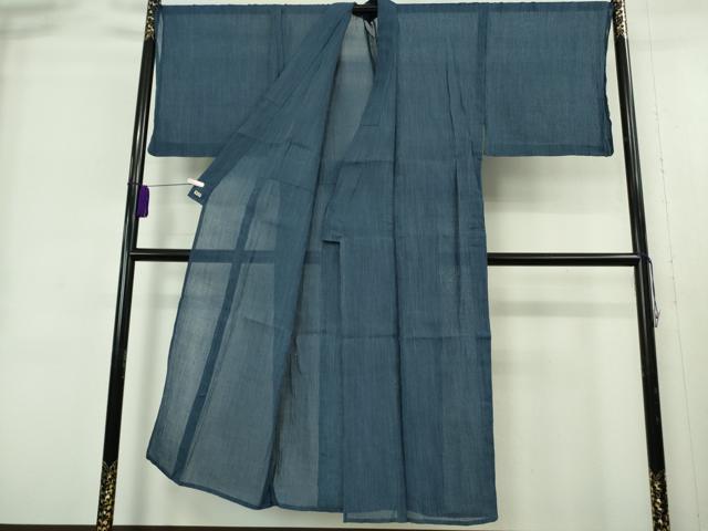 平和屋着物*極上 夏物 男性 本場小千谷ちぢみ キングサイズ 麻 縞 留紺色×薄縹色 三越扱い 逸品 DZAB9089kh6