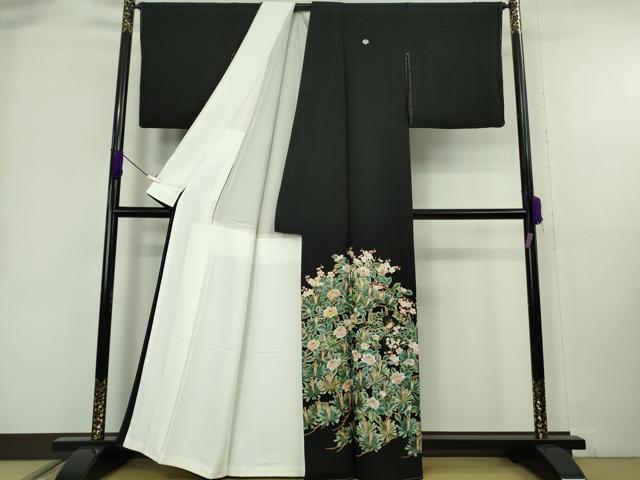 平和屋本店●極上 黒留袖 麗光刺繍 総刺繍 松梅椿 金糸 逸品 未使用 DZAB9095kh6