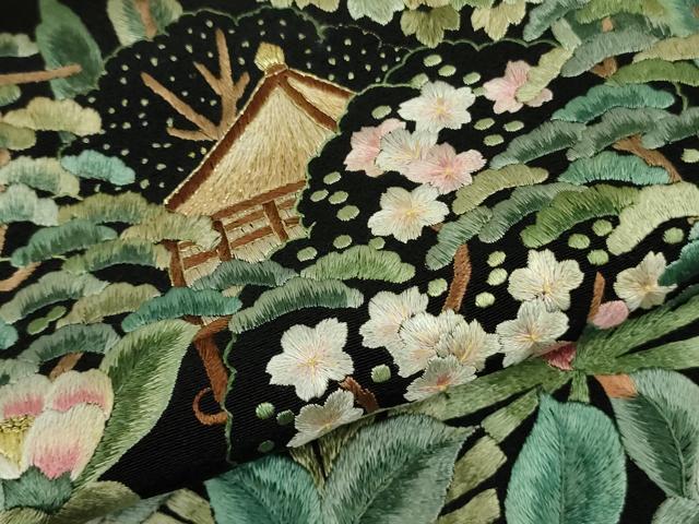 平和屋本店●極上 黒留袖 麗光刺繍 総刺繍 松梅椿 金糸 逸品 未使用 DZAB9095kh6