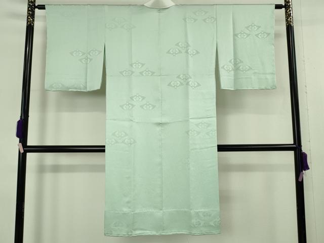平和屋本店●国際的伝統工芸作家 十二代・藤林徳扇 苑寿 長襦袢 無双仕立て 扇地紋 薄萌葱色 共箱・たとう紙付き 逸品 未使用 DZAB9097kh6