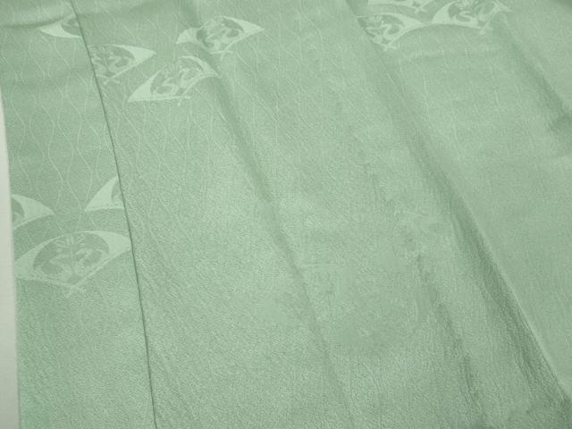 平和屋本店●国際的伝統工芸作家 十二代・藤林徳扇 苑寿 長襦袢 無双仕立て 扇地紋 薄萌葱色 共箱・たとう紙付き 逸品 未使用 DZAB9097kh6