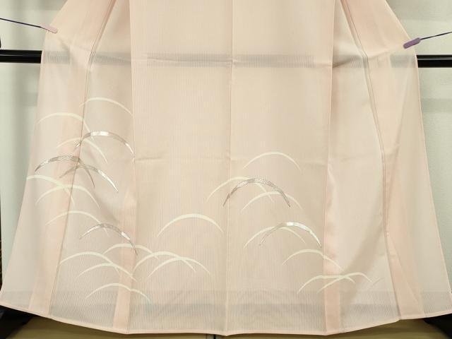 平和屋本店*希少 夏物 皇室献上作家 野村静枝 佐賀錦 訪問着 縦絽 芝文 薄い水柿色地 銀糸 共箱付き 逸品 未使用 DZAB9100kh6