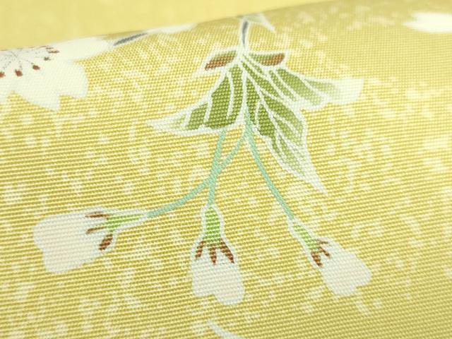 平和屋本店●極上 日本工芸会正会員 東京手描友禅作家 生駒暉夫 塩瀬 九寸名古屋帯 鴛鴦桜文 反端・紙タグ付 逸品 未使用 DZAB9109kh6