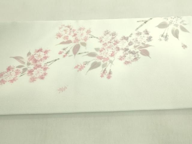 平和屋本店●極上 京都府指定無形文化財 染色作家 小倉建亮の弟子 市瀬史郎 塩瀬 九寸名古屋帯 絞染 枝垂桜 金彩 逸品 未使用 DZAB9116kh6
